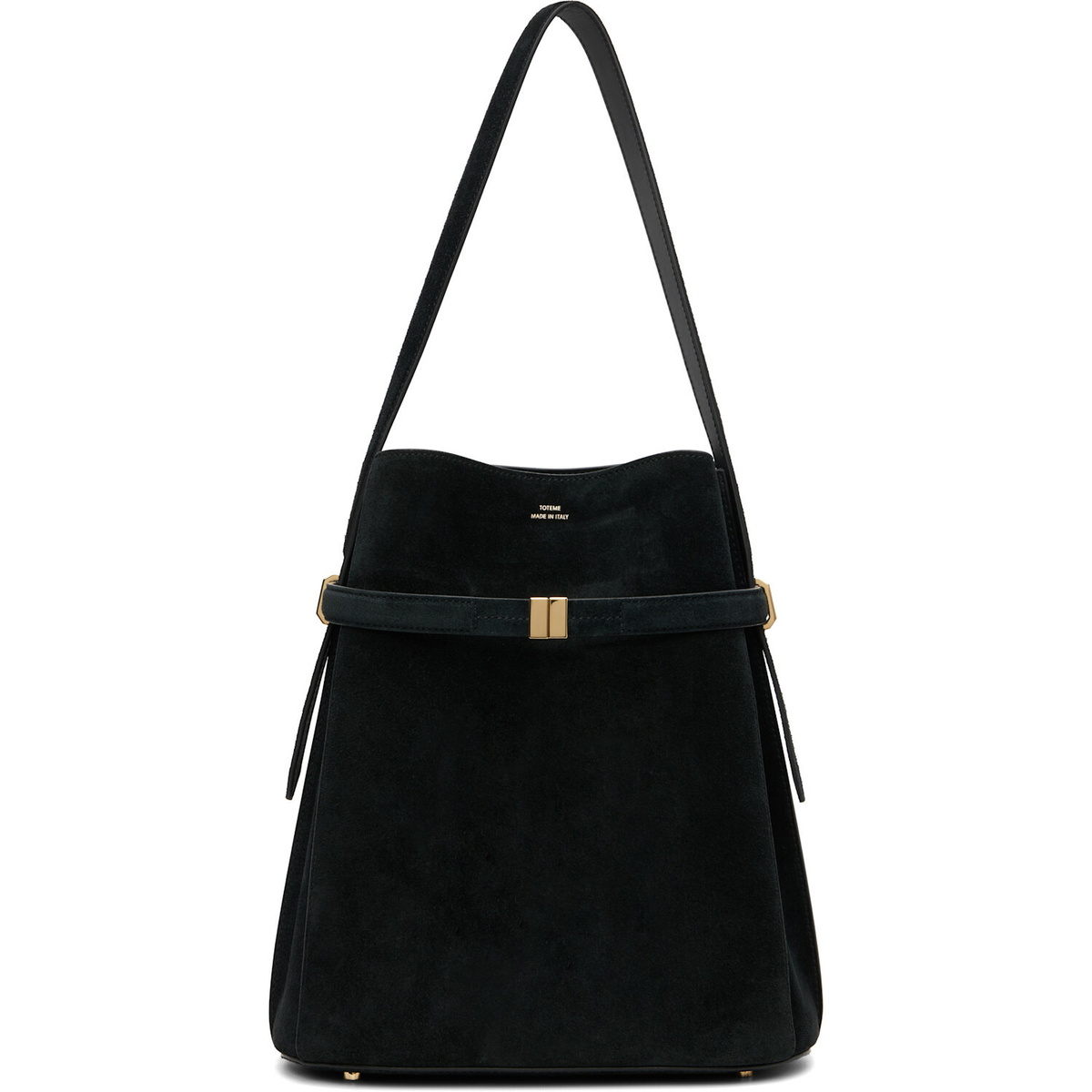 TOTEME Black Belted Suede Bucket Bag