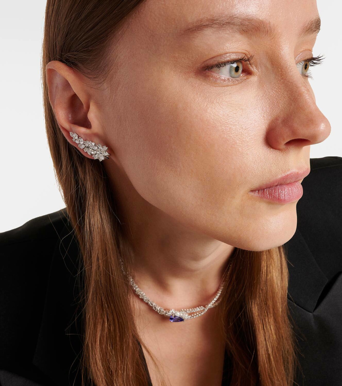 Yeprem Y-Not 18kt white gold clip-on earrings with diamonds