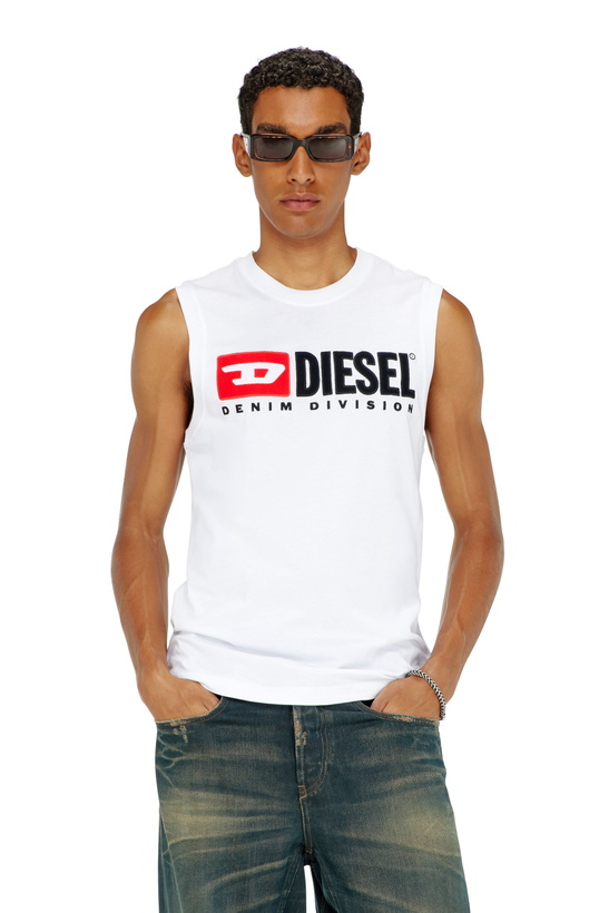 Photo: Diesel Tank top with chest logo print - T-Shirts Mens in White