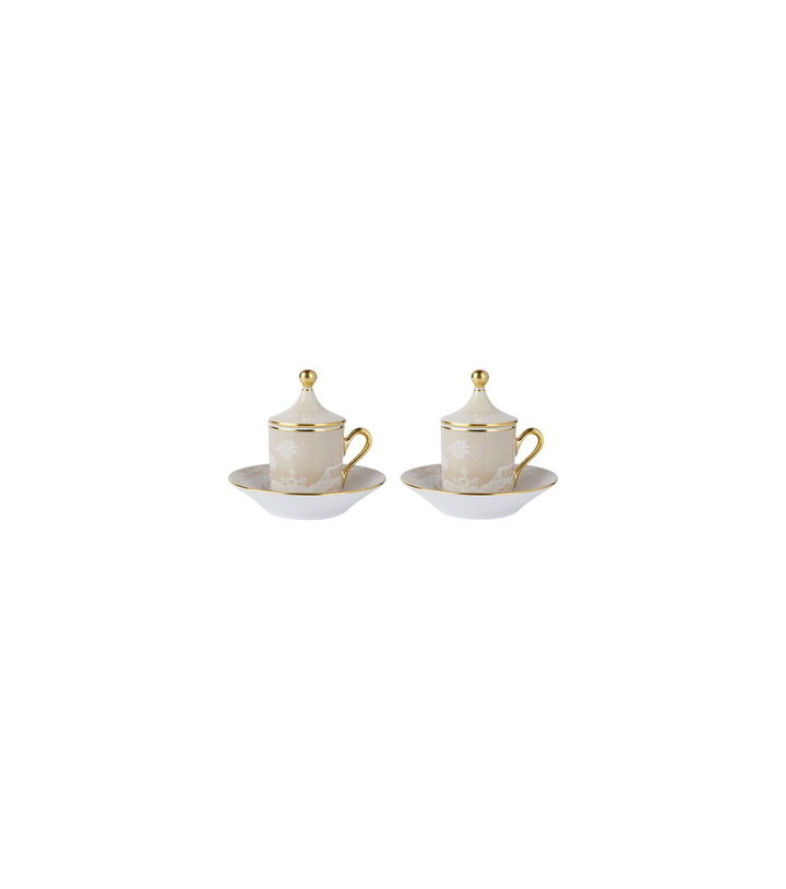 Photo: Ginori 1735 Oriente Italiano set of 2 coffee cups, covers, and saucers