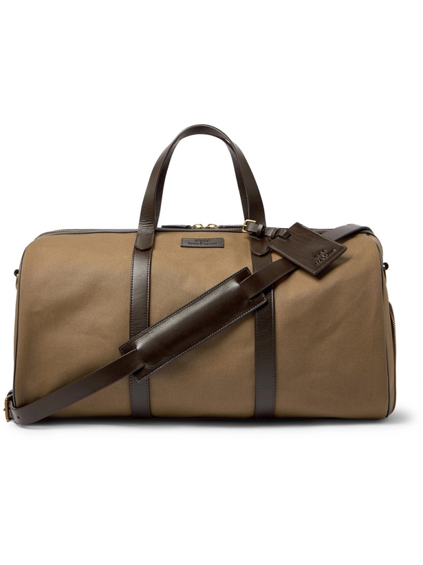 Photo: POLO RALPH LAUREN - Leather-Trimmed Canvas Duffle Bag - Brown