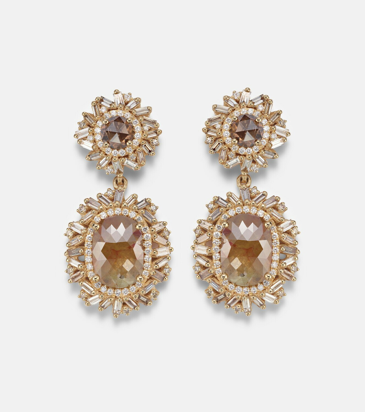 Suzanne Kalan Doublet 18kt gold drop earrings with diamonds