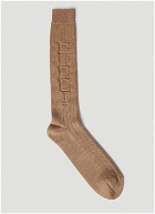 Logo Debossed Socks in Beige