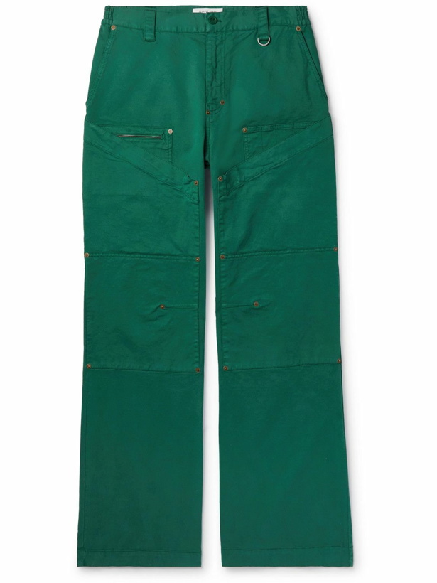Photo: Marine Serre - Straight-Leg Cotton-Blend Twill Cargo Trousers - Green