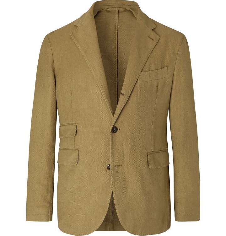 Photo: MAN 1924 - Tobacco Kennedy Slim-Fit Unstructured Twill Suit Jacket - Green