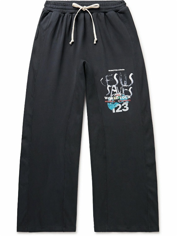 Photo: RRR123 - Apostol Wide-Leg Logo-Print Cotton-Jersey Sweatpants - Black