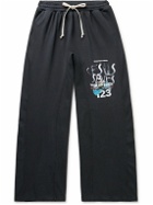 RRR123 - Apostol Wide-Leg Logo-Print Cotton-Jersey Sweatpants - Black