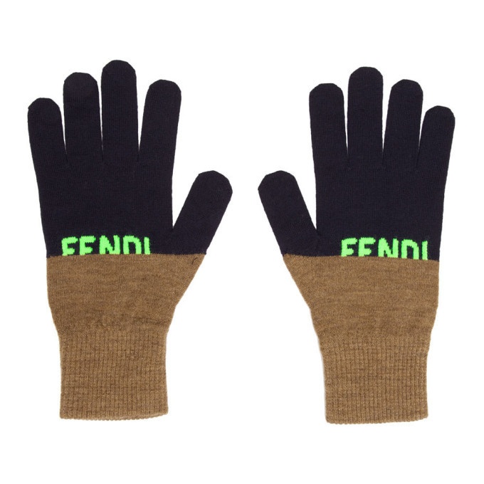 Photo: Fendi Navy Logo Gloves