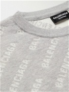 Balenciaga - Logo-Jacquard Knitted Sweater - Gray