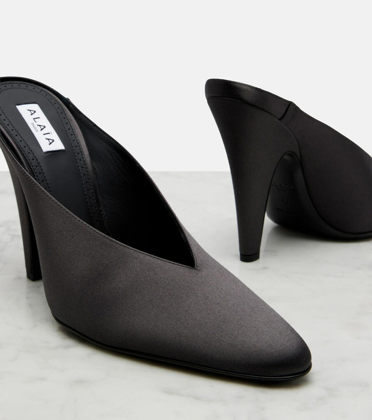 Alaïa Cone satin mules