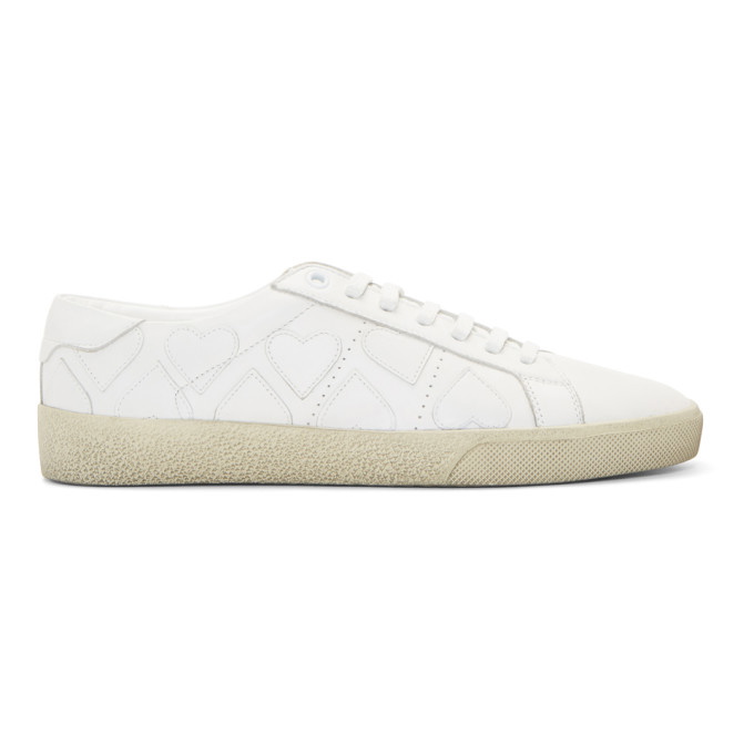 Photo: Saint Laurent White SL/06 Court Classic Heart Sneakers