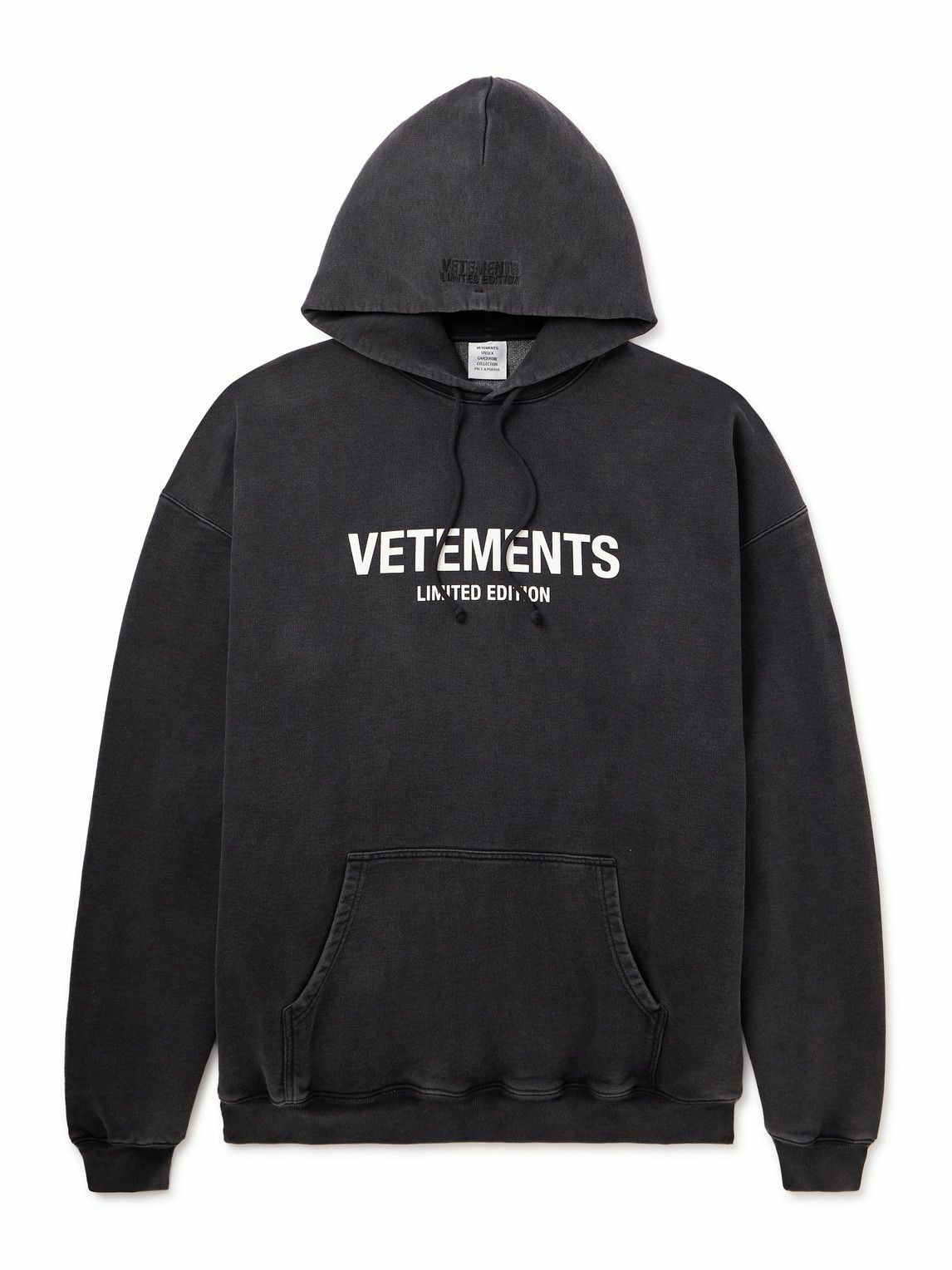 VETEMENTS - Oversized Logo-Print Cotton-Blend Jersey Hoodie - Black ...