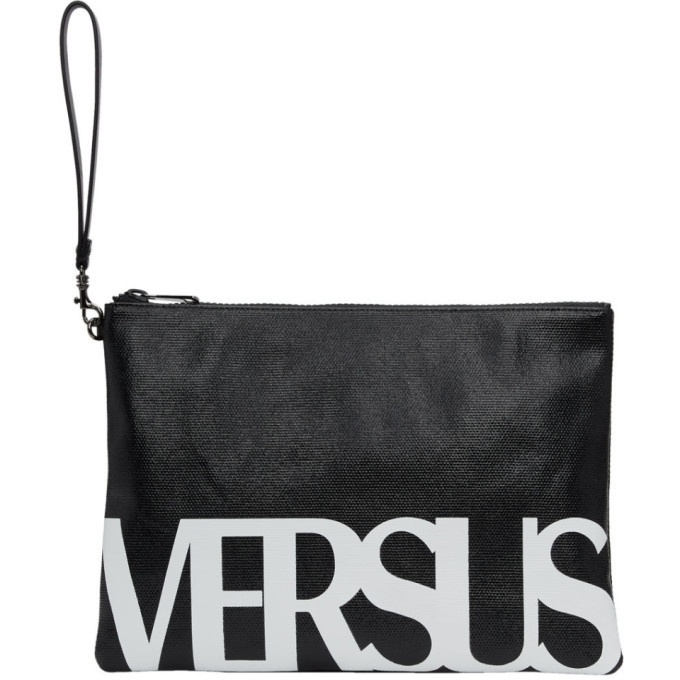 Photo: Versus Black and White Logo Zip Pouch