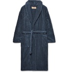Cleverly Laundry - Striped Cotton-Terry Robe - Blue