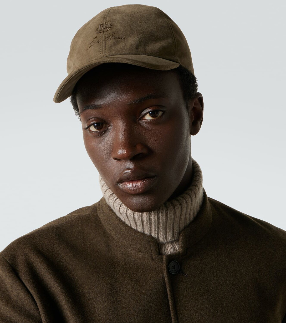 Loro Piana Logo embroidered suede baseball cap