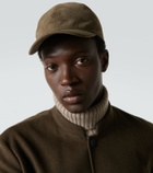 Loro Piana Logo embroidered suede baseball cap