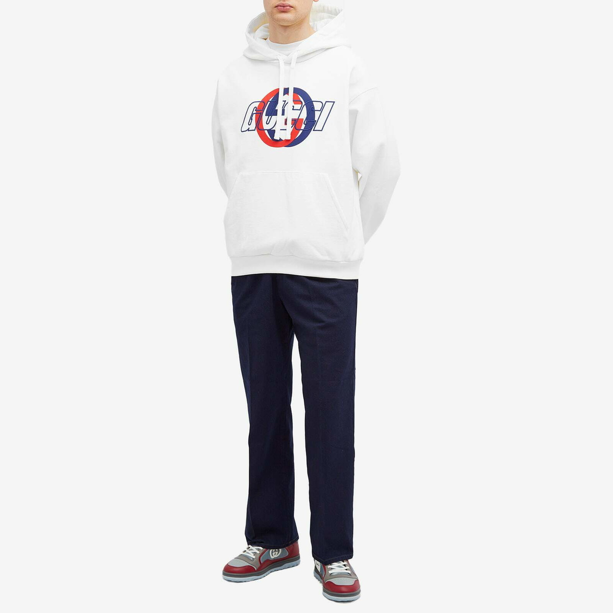 Gucci Men's Interlocking Logo Hoodie in White