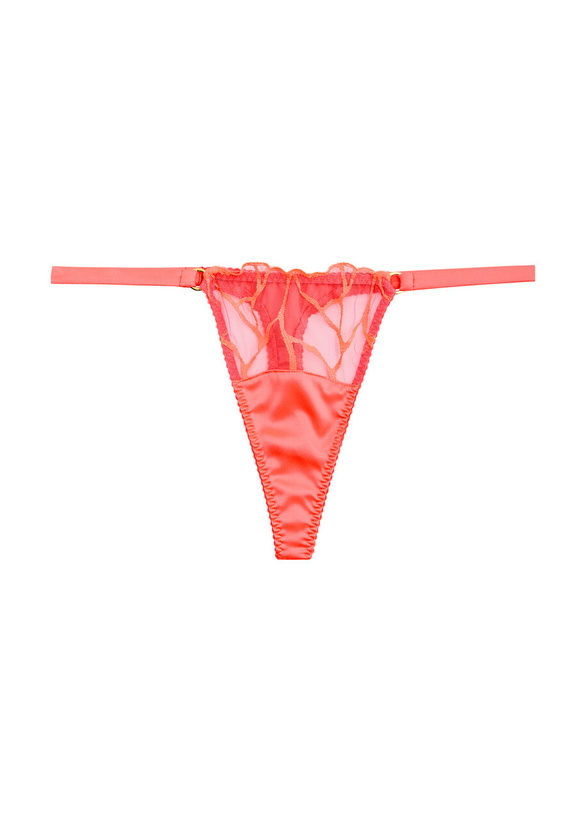 Photo: Fleur OF England Cleo Panelled Silk-blend Satin Thong Bright Pink