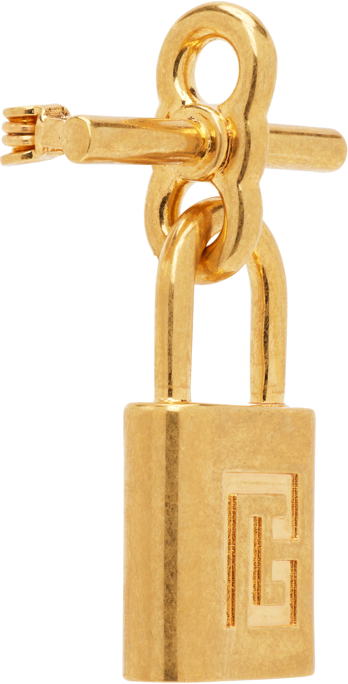 Balmain Brass Pulse Padlock Brooch