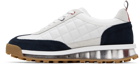 Thom Browne White & Navy Quilted Tech Runner Sneakers