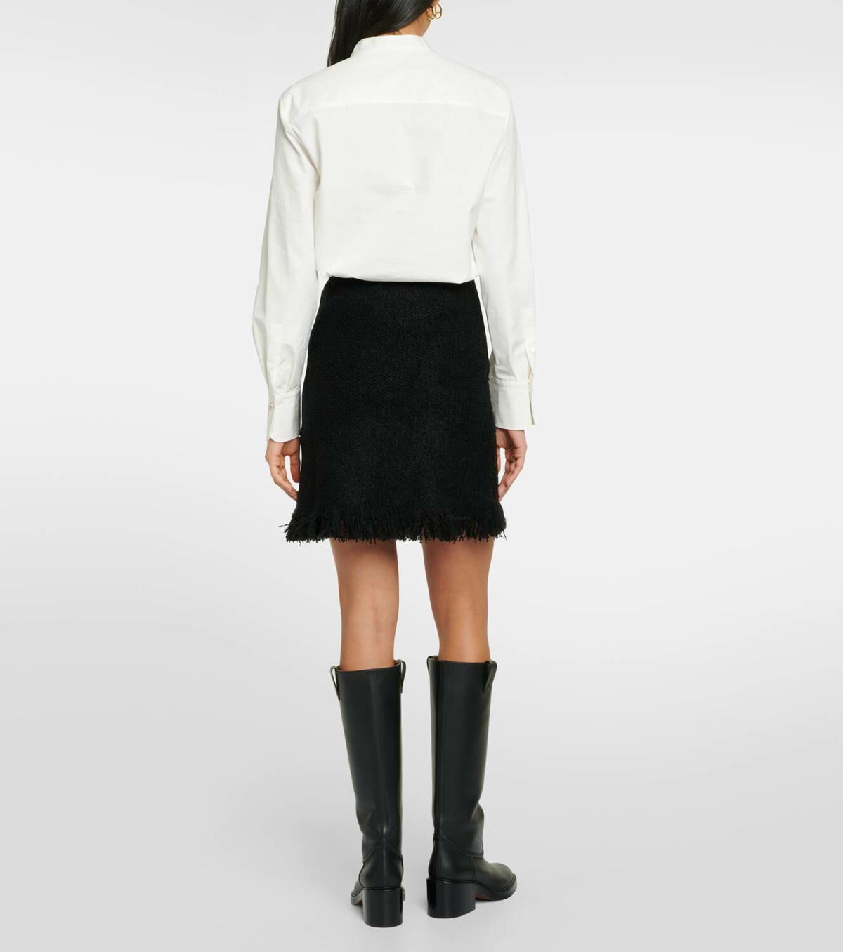 Chloé High-rise fringed wool-blend miniskirt Chloe