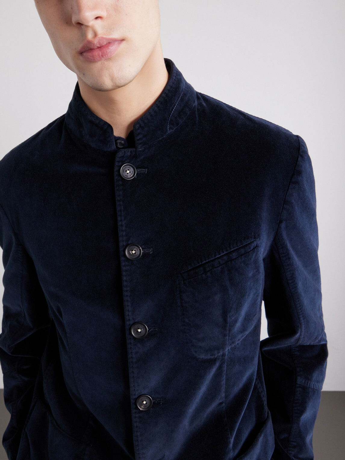Massimo Alba - Gstaad panelled Cotton-Velvet Jacket - Blue