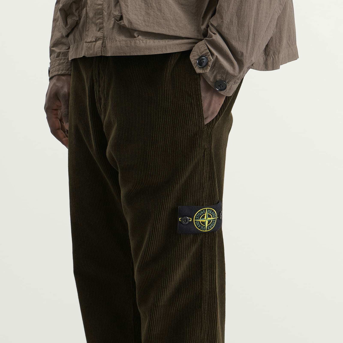 Stone Island Men's Organic Cotton Corduroy Trousers in Charcoal