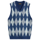 Beams Plus Men's Mohair Argyle Knit Vest in Navy