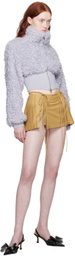 Nodress Blue Cropped Faux-Fur Jacket