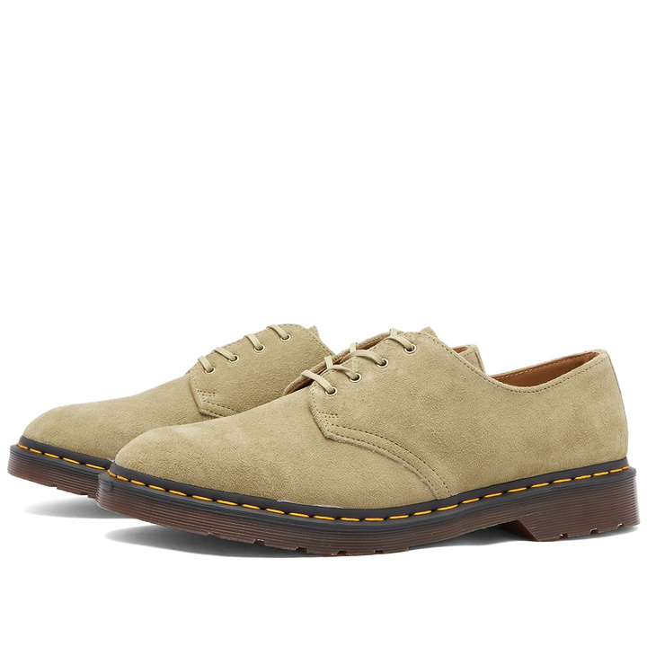 Photo: Dr. Martens Men's Smiths 4 Eye Shoe in Pale Olive Suede