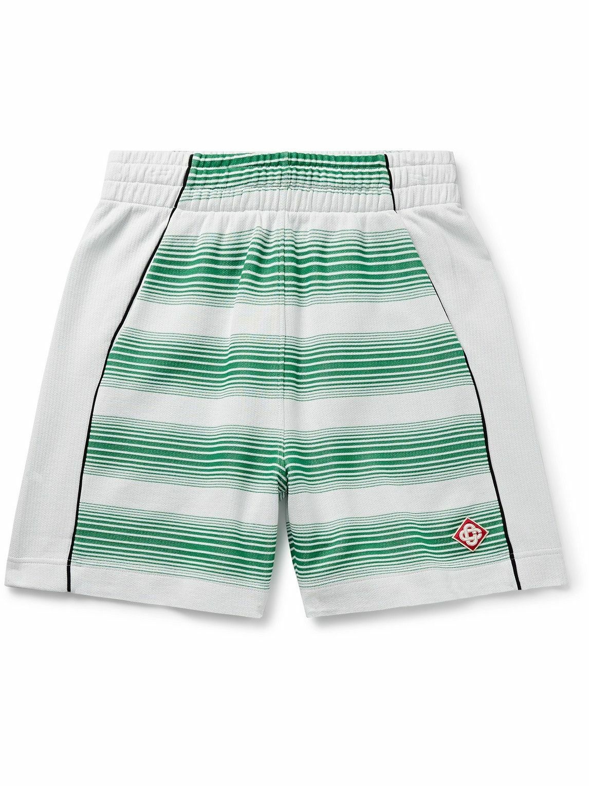 Photo: Casablanca - Straight-Leg Logo-Appliquéd Cotton-Blend Shorts - Green