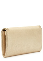 Stella Mccartney Falabella Metallic Faux Suede Wallet-on-chain - Gold - One Size