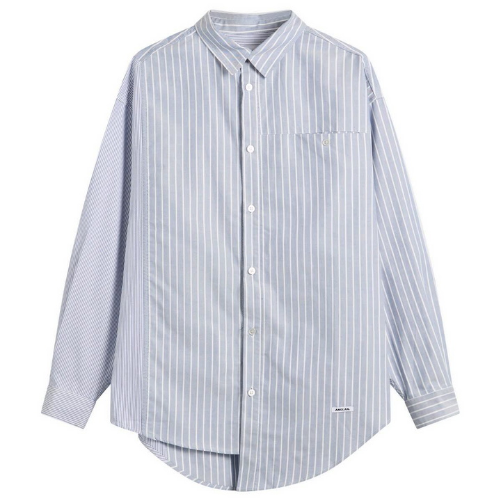 Photo: Anglan Men's Unbalance Patch Big Shirt in Striped