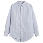 Anglan Men's Unbalance Patch Big Shirt in Striped