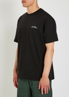 Les Deux Logo-embroidered Cotton T-shirt Black