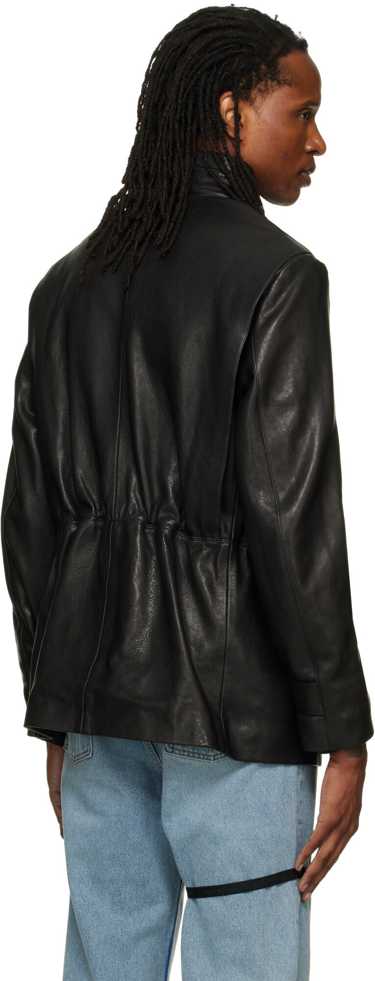 ALAINPAUL Black Multi Pocket Leather Jacket
