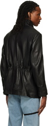 ALAINPAUL Black Multi Pocket Leather Jacket