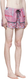 Versace Underwear Pink Polyester Swim Shorts
