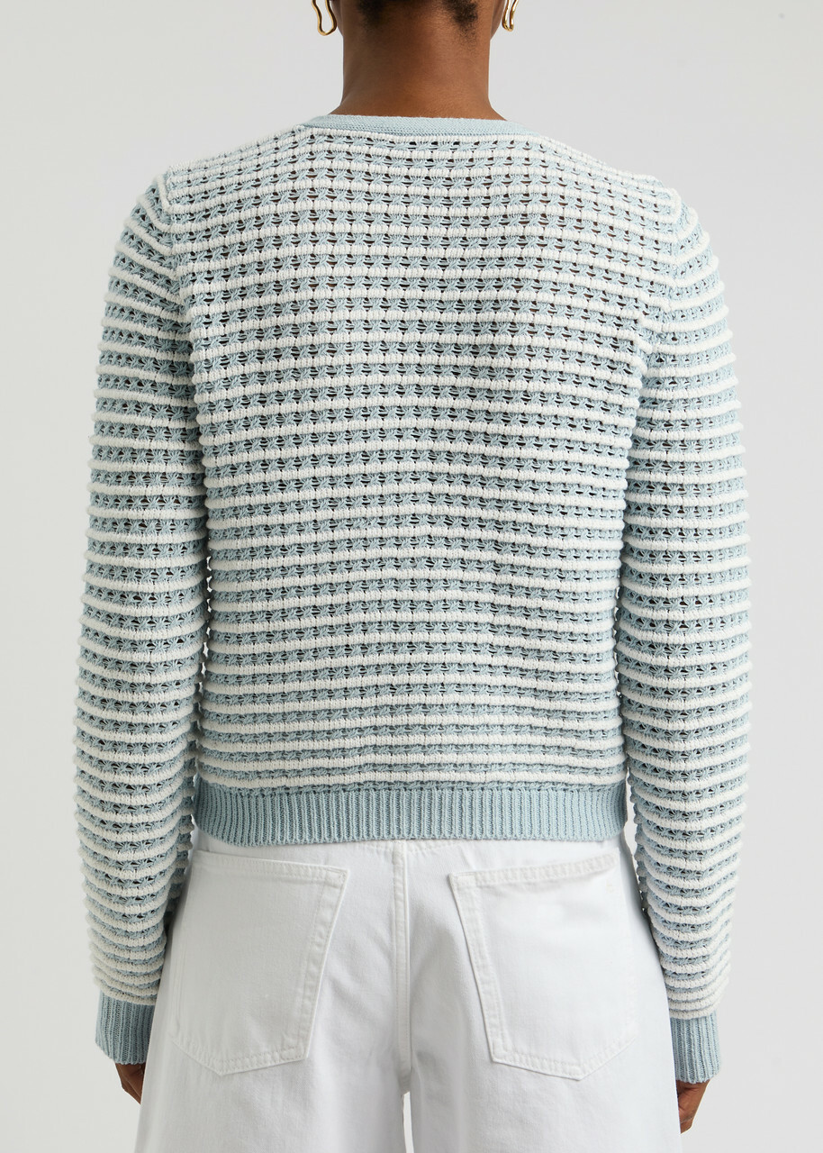 Rag & Bone Marlee Striped Cotton-blend Cardigan Light Blue