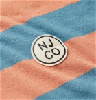 Nudie Jeans - Roy Logo-Appliquéd Striped Slub Cotton-Jersey T-Shirt - Blue