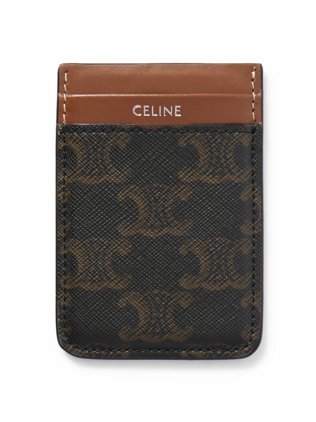 Photo: CELINE - Leather-Trimmed Logo-Print Coated-Canvas Magnetic Cardholder