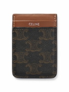 CELINE - Leather-Trimmed Logo-Print Coated-Canvas Magnetic Cardholder