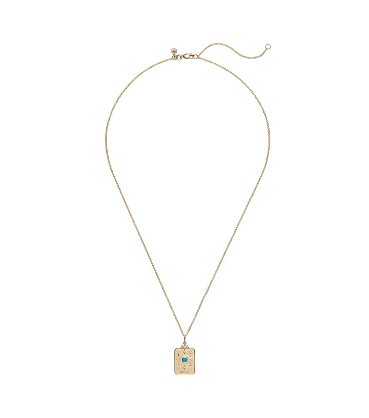 Photo: Sydney Evan Eye Tarot Card 14kt gold pendant necklace with turquoise and diamonds