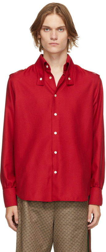 Photo: Gucci Red Sablé Epaulette Shirt