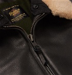 Golden Bear - The Carter Shearling-Trimmed Full-Grain Leather Bomber Jacket - Black