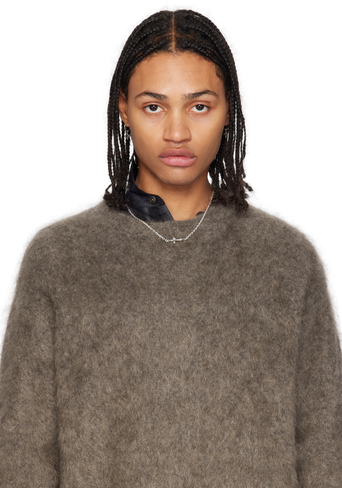 Stolen Girlfriends Club SSENSE Exclusive Silver Gothic Side Cross Necklace