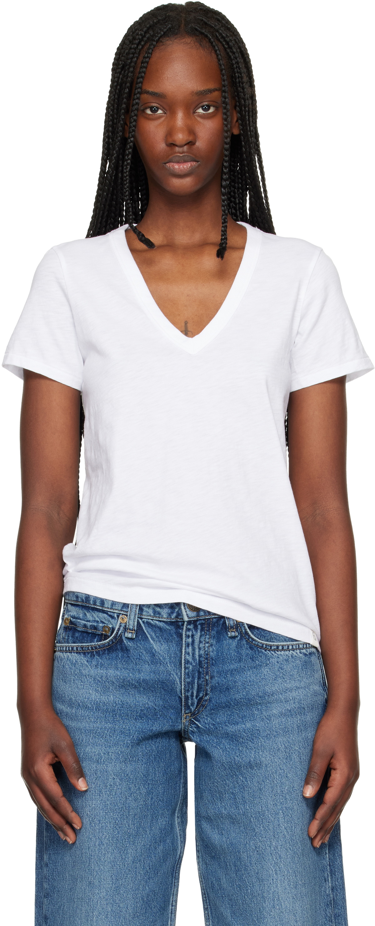 rag & bone White 'The Slub Vee' T-shirt