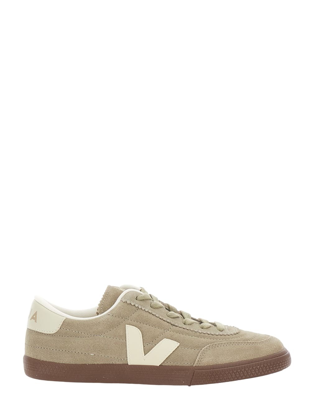 Veja panenka Beige Low Top Sneakers With Logo Patch On The Side And Contrasting Heel With Logo Lettering In Leather Unisex