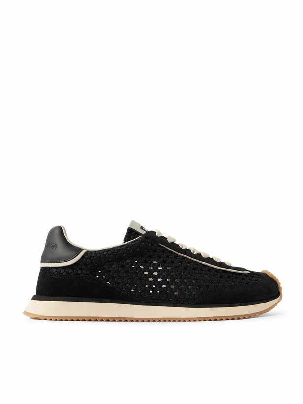 Photo: Dolce&Gabbana - DG Cushion Suede and Leather-Trimmed Crocheted Sneakers - Black