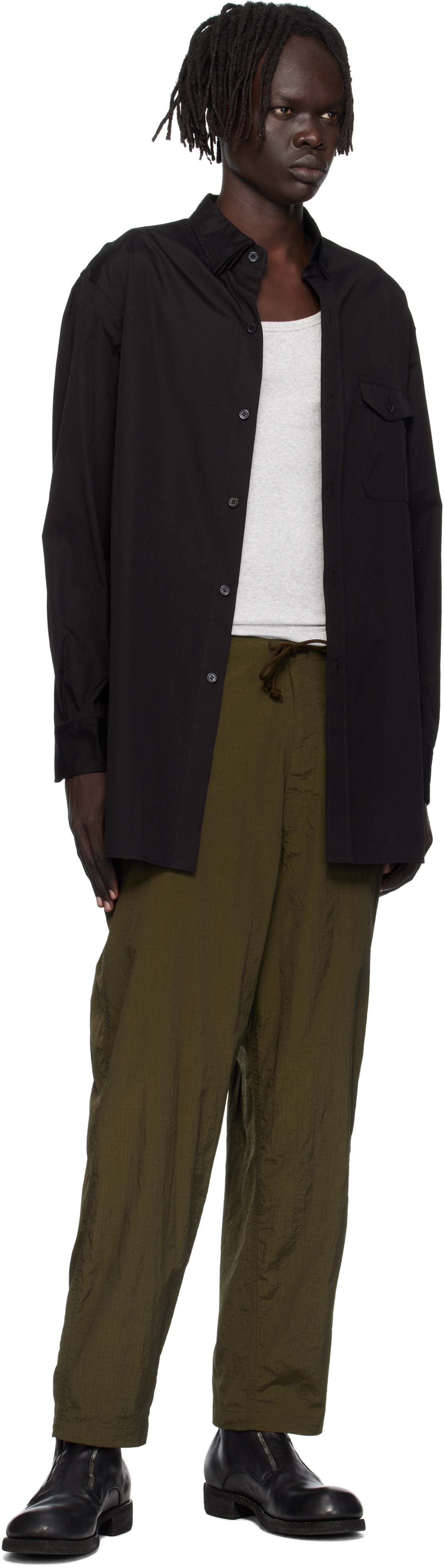 Y's For Men Khaki Side Tuck String Cargo Pants